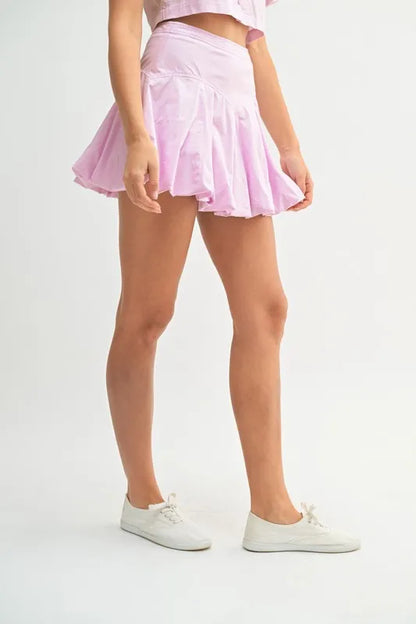MABLE Puff Sleeve Button Down Top and Bubble Skirt Set - Fashorio