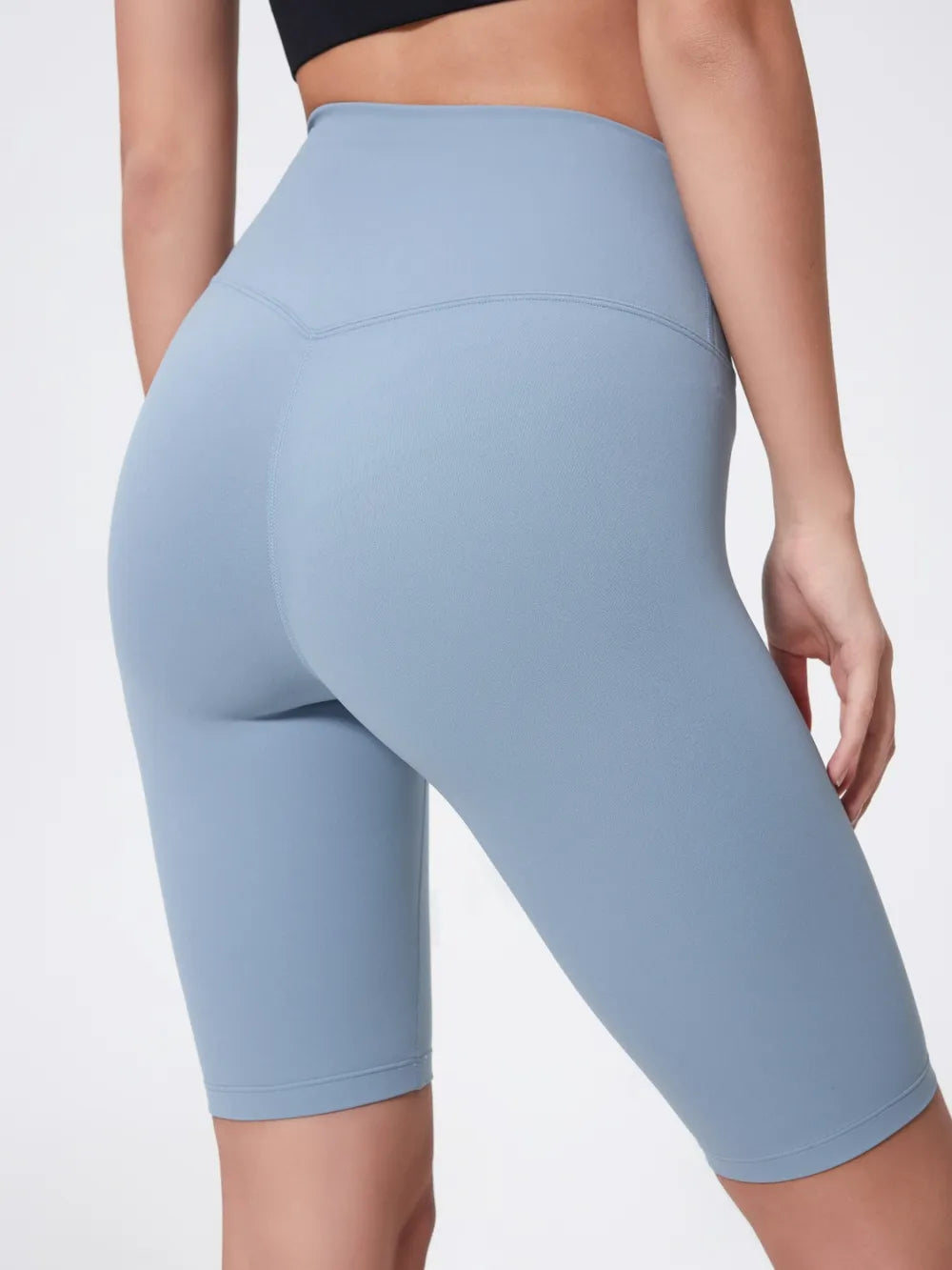 high rise wide waistband active shorts flat lay detail
