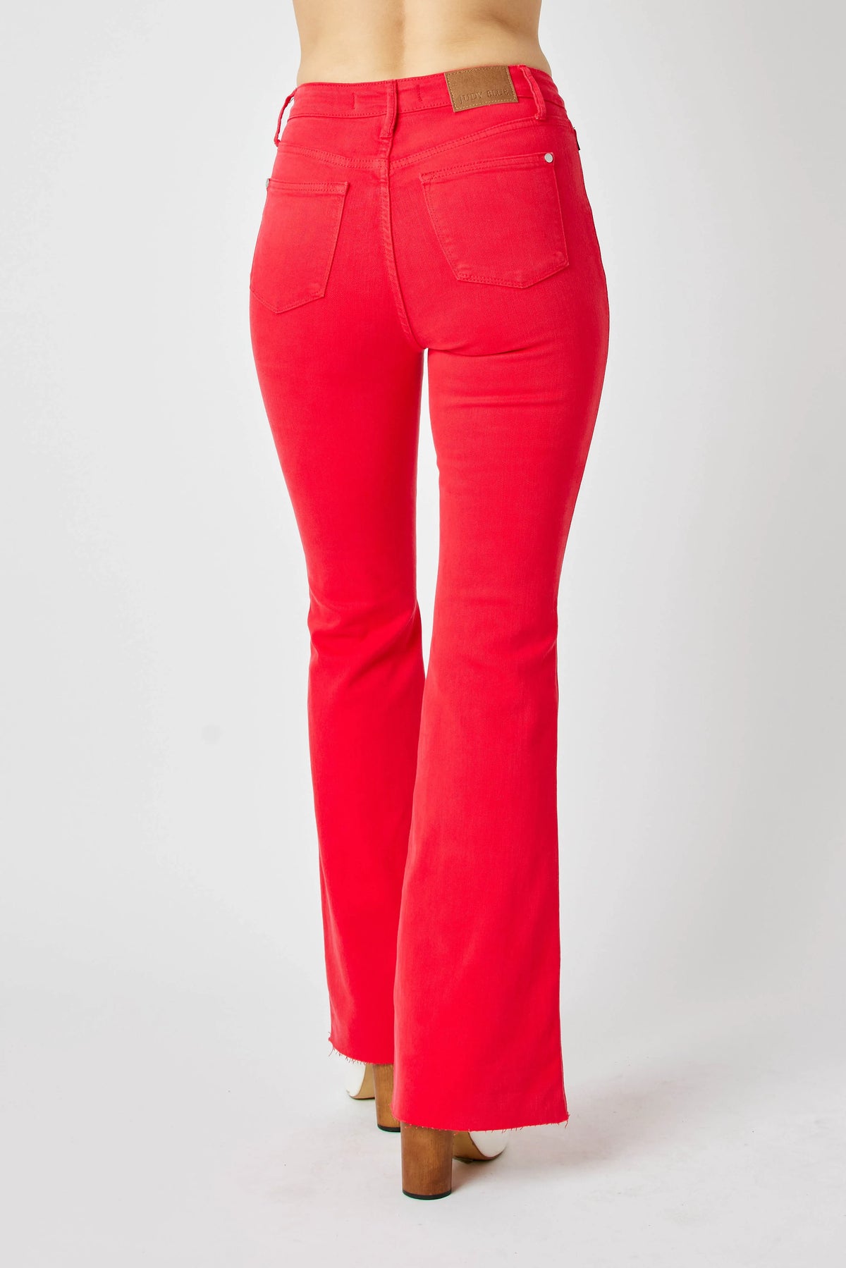 Judy Blue red flare jeans styled statement look