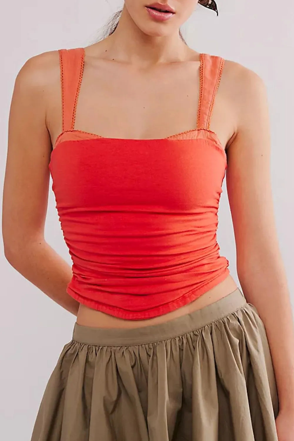 Square Neck Wide Strap Cami Top styled outfit