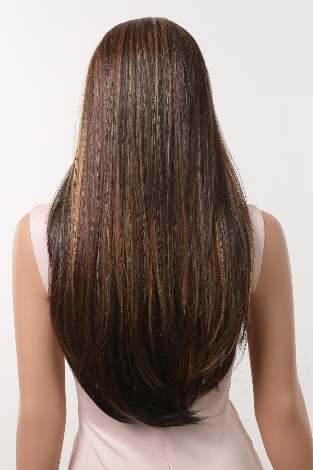 Long straight wig side view