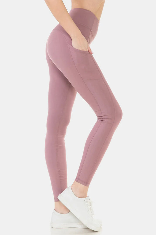 Leggings Depot Wide Waistband High Waist Leggings Lunar Rock - Fashorio