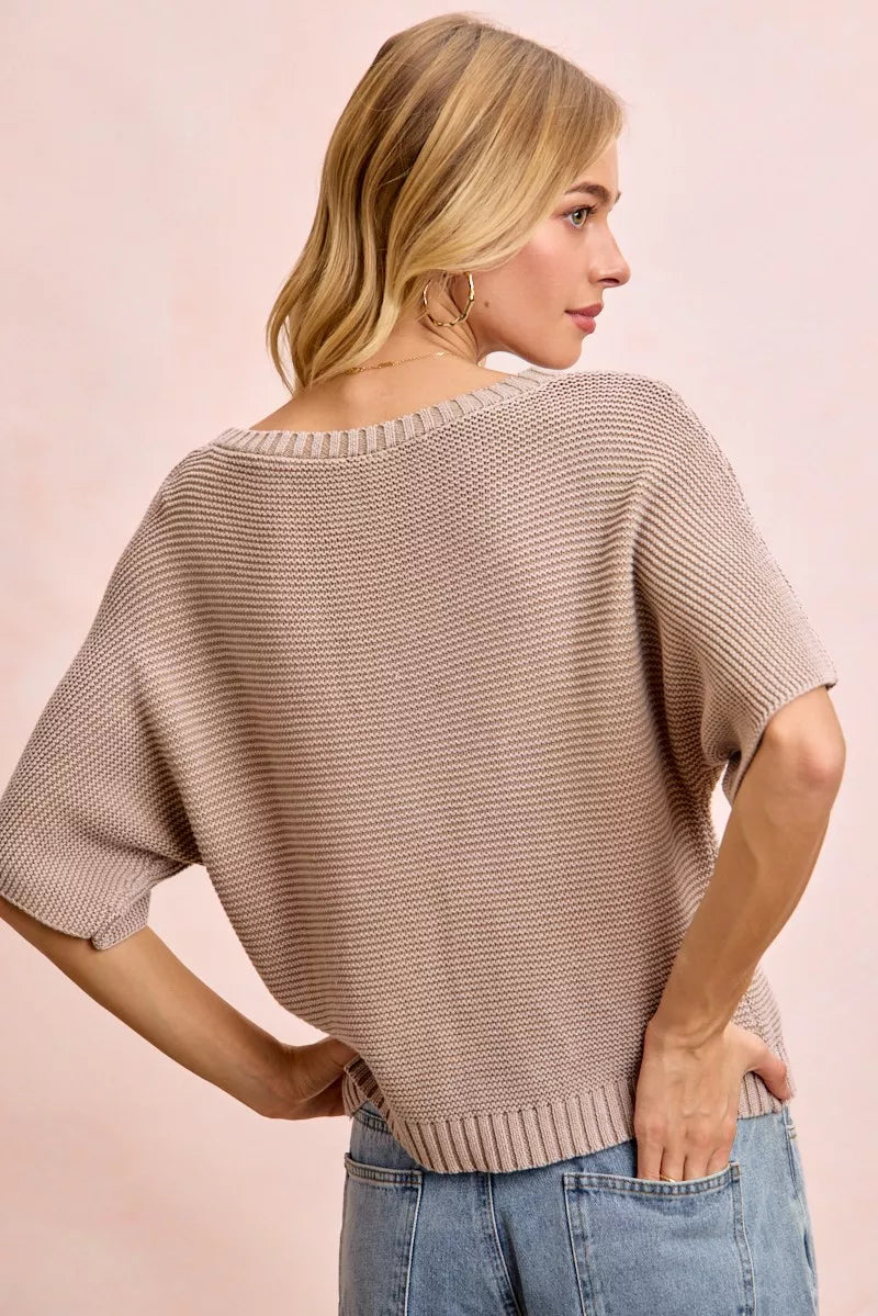 Relaxed dolman sleeve top side view