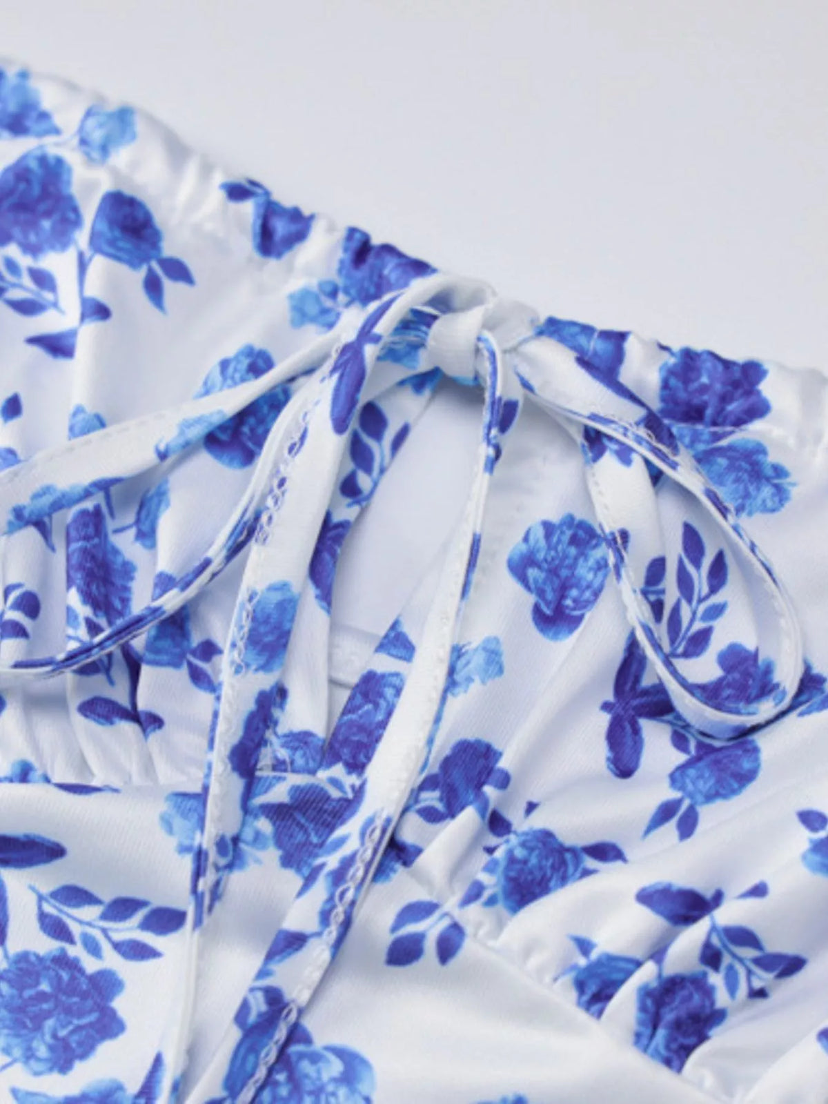 Floral tie strap bodycon maxi dress sleeve detail