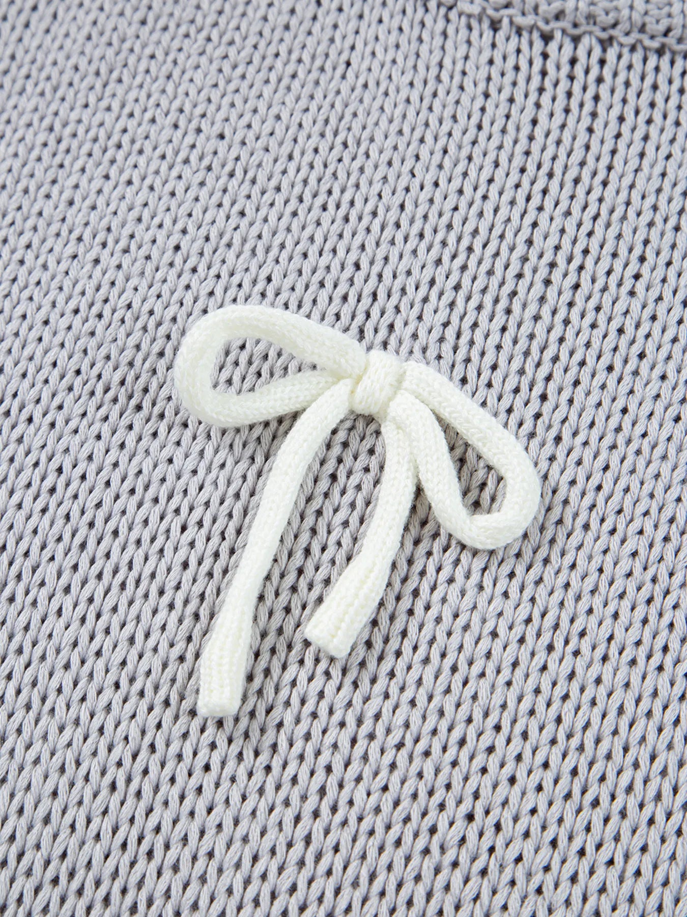 Bow Round Neck Short Sleeve Sweater - Fashorio