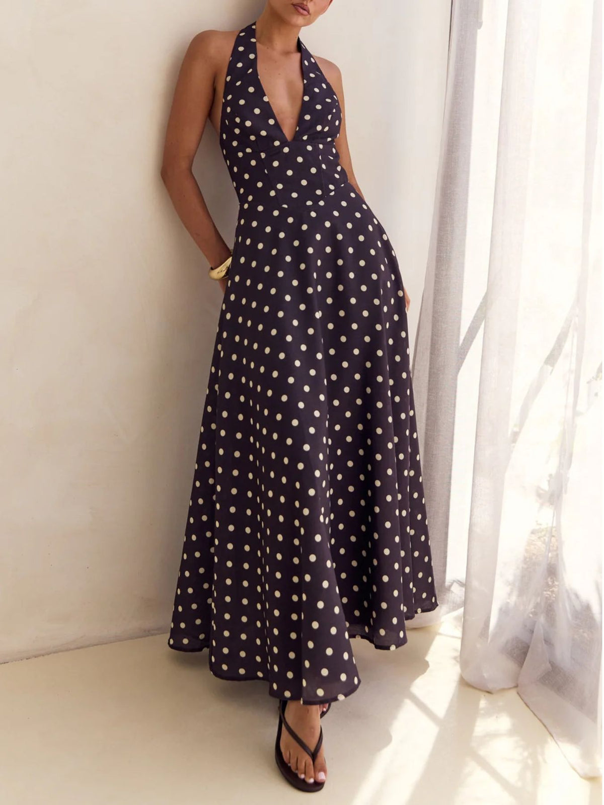 Floral halter neck maxi dress view 26