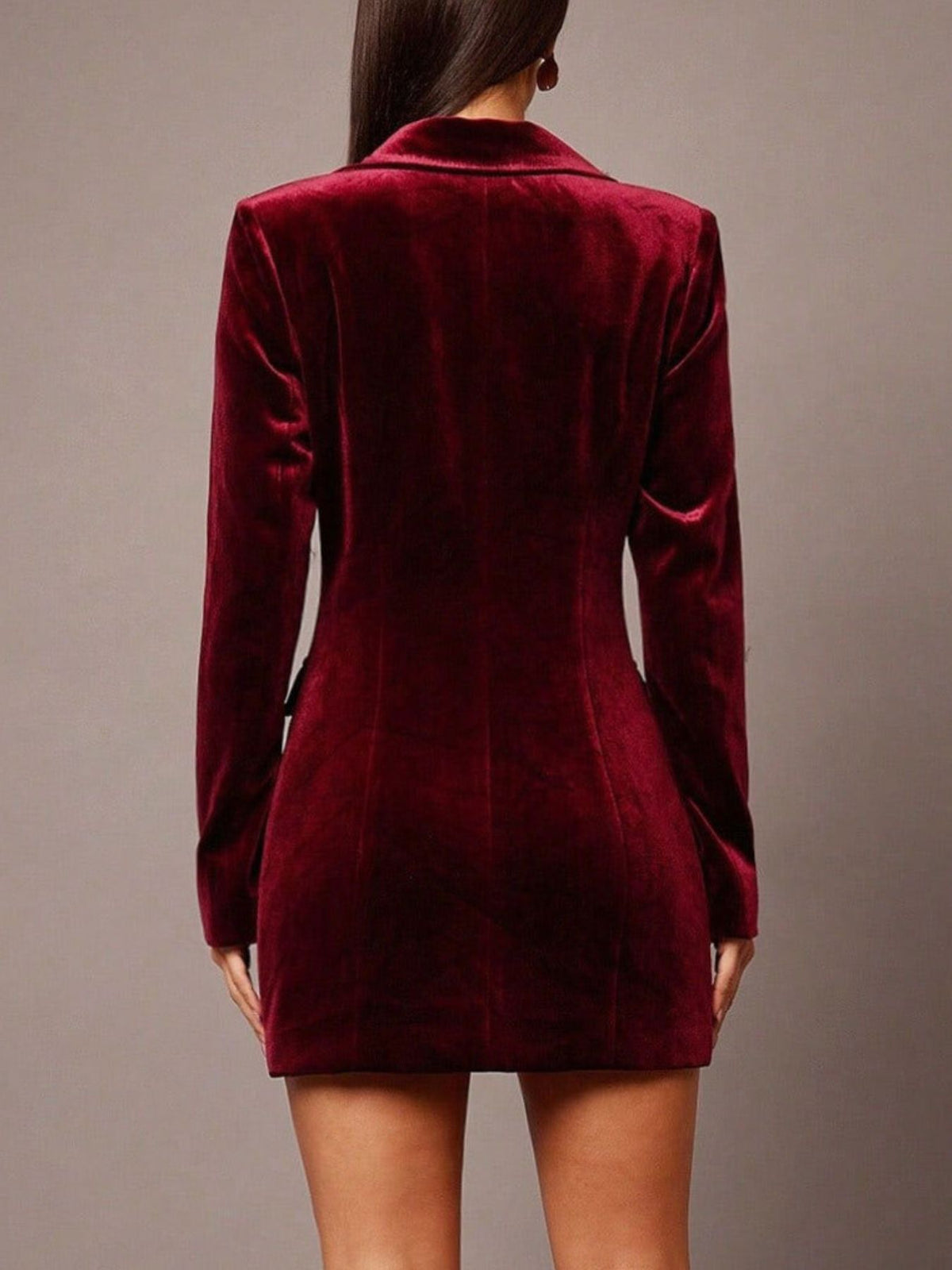 Velvet double breasted blazer dress close up