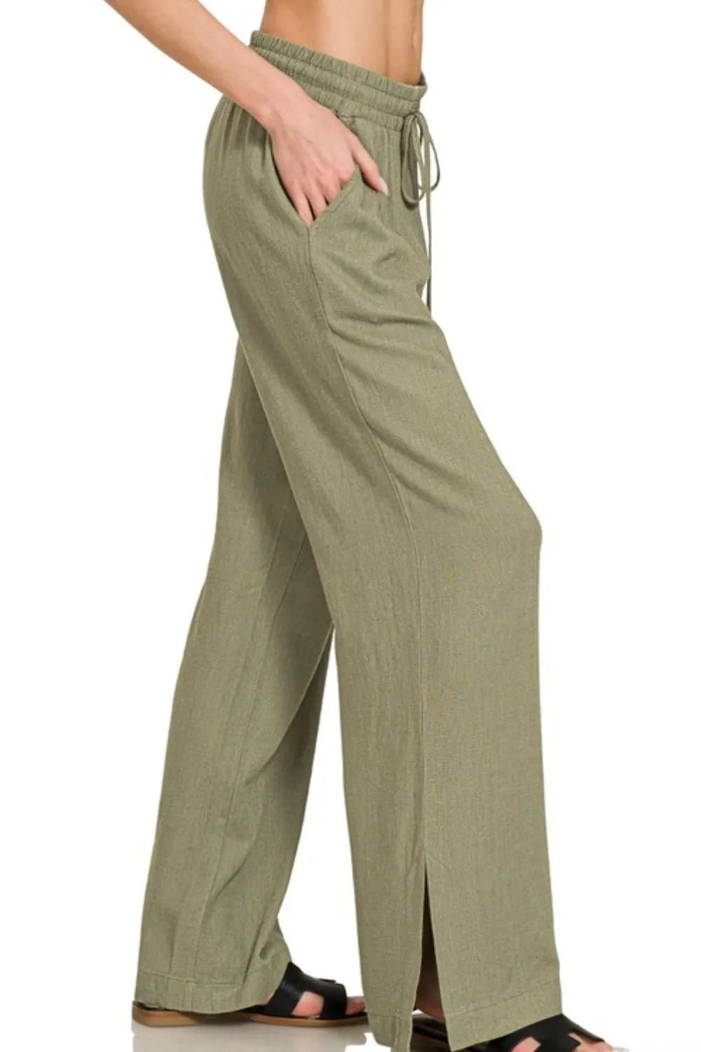 Zenana Linen Drawstring Pants - Fashorio