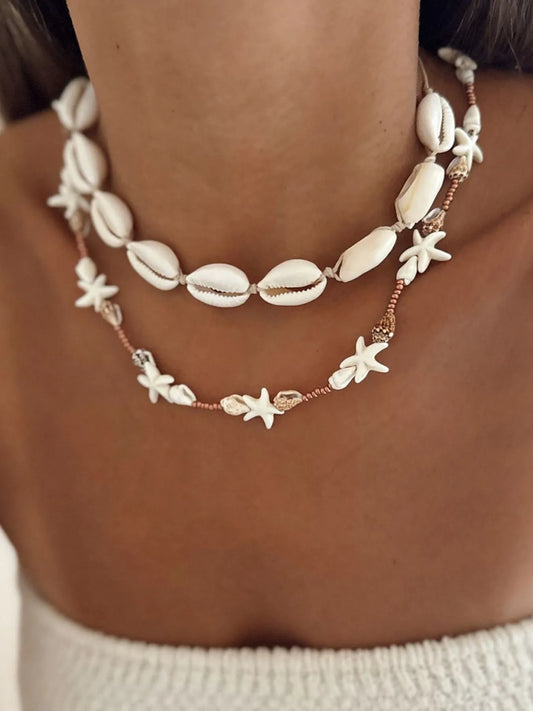 2 Piece Shell Charm Necklace Copper One Size - Fashorio