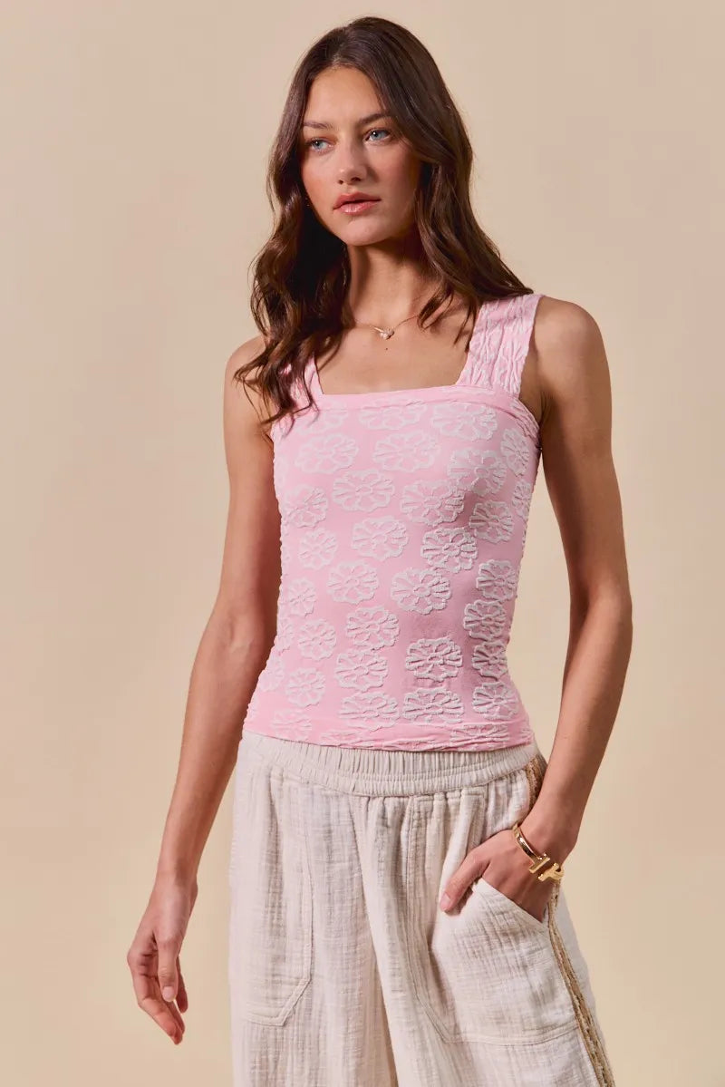 SO ME Two Tone Floral Seamless Tank Top - Fashorio