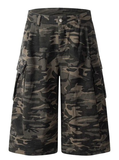 Men's Full Size Camouflage Wide-Leg Cargo Jeans Plus Size - Fashorio