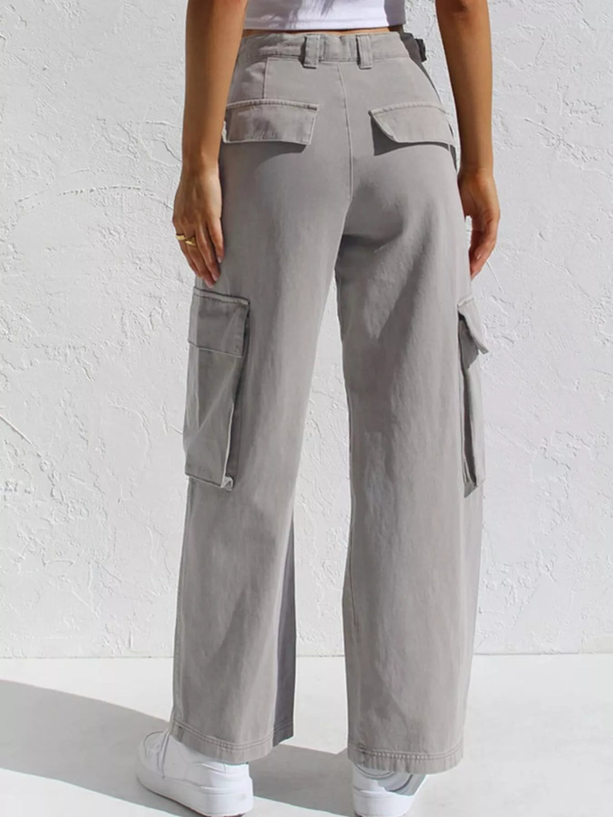 High Waist Wide Leg Cargo Jeans, view 22