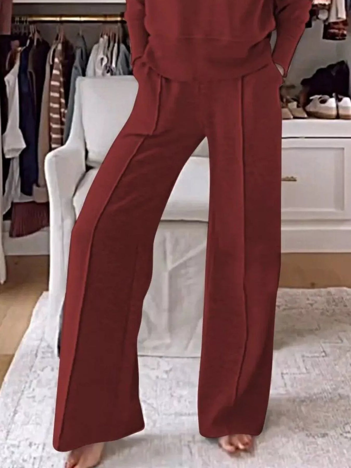 Womens V neck plus size pants set overview