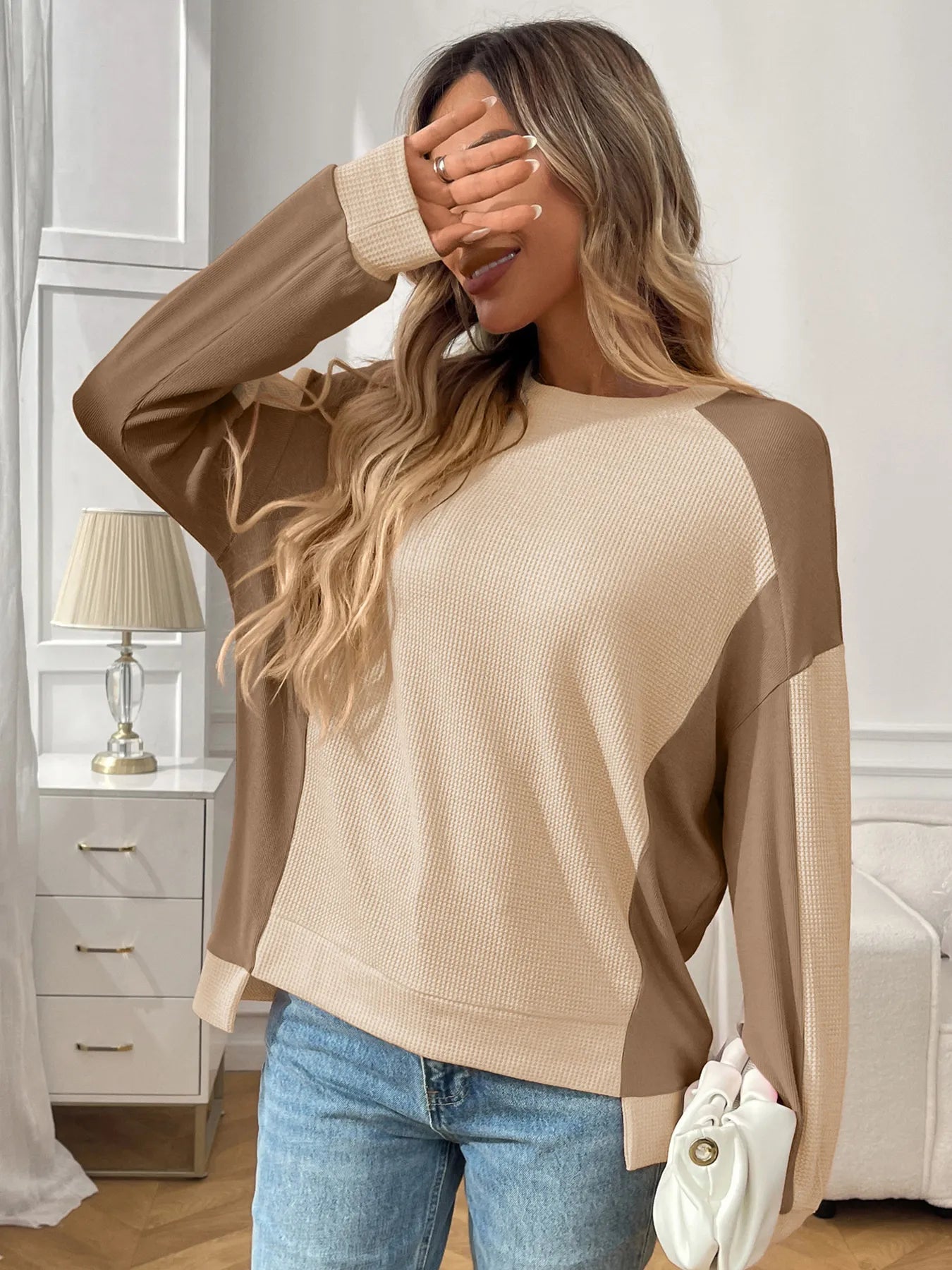 Color Block Long Sleeve Sweatshirt - Fashorio
