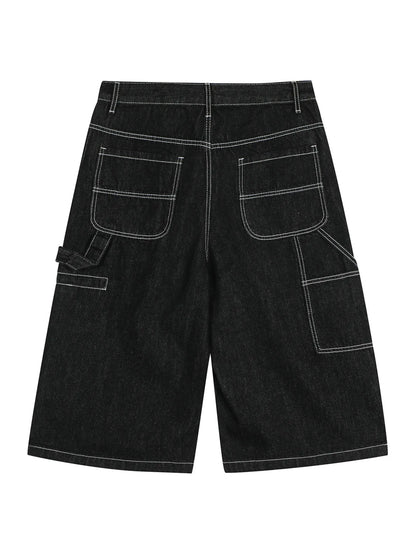 Men's Denim Shorts with Contrast Stitching - Fashorio