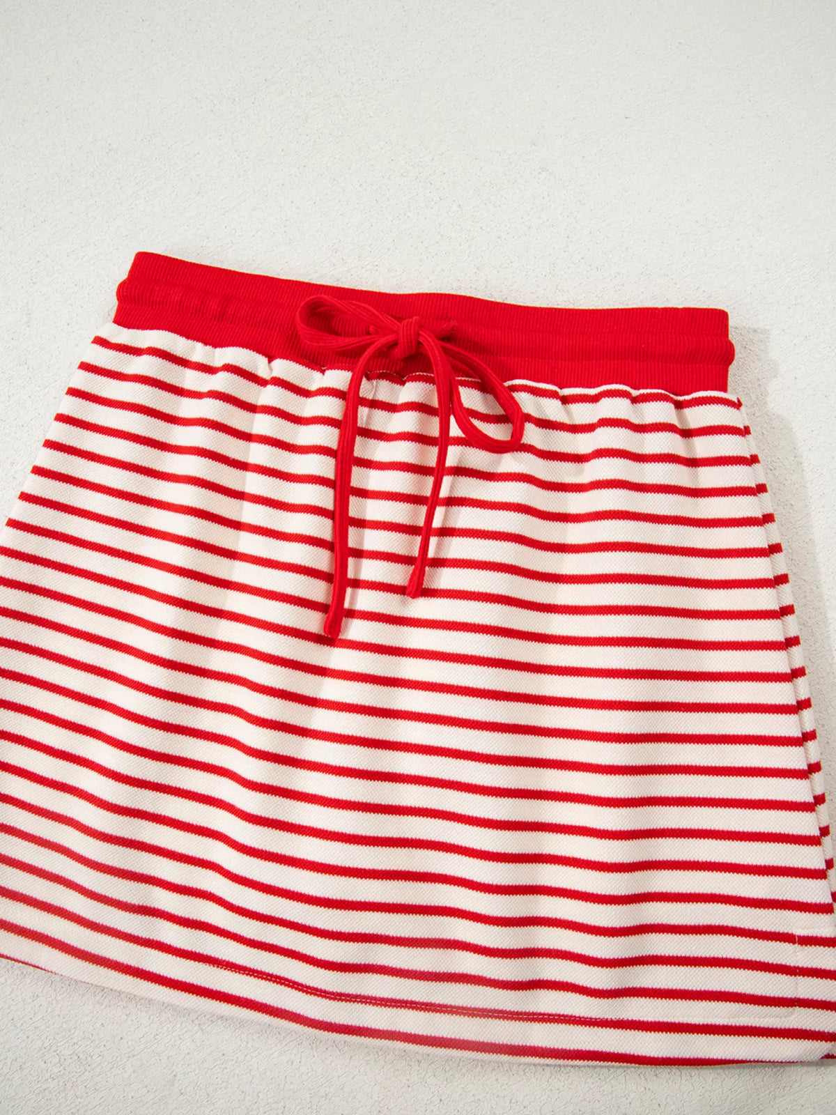 Stripe Drop Shoulder Pullover and Skort Two Piece Set, view 11