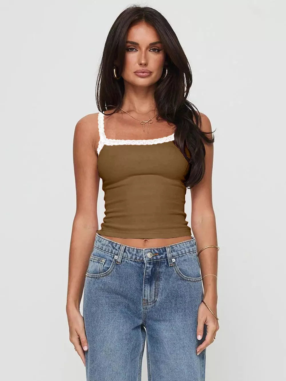 Lace Detail Cropped Cami Top