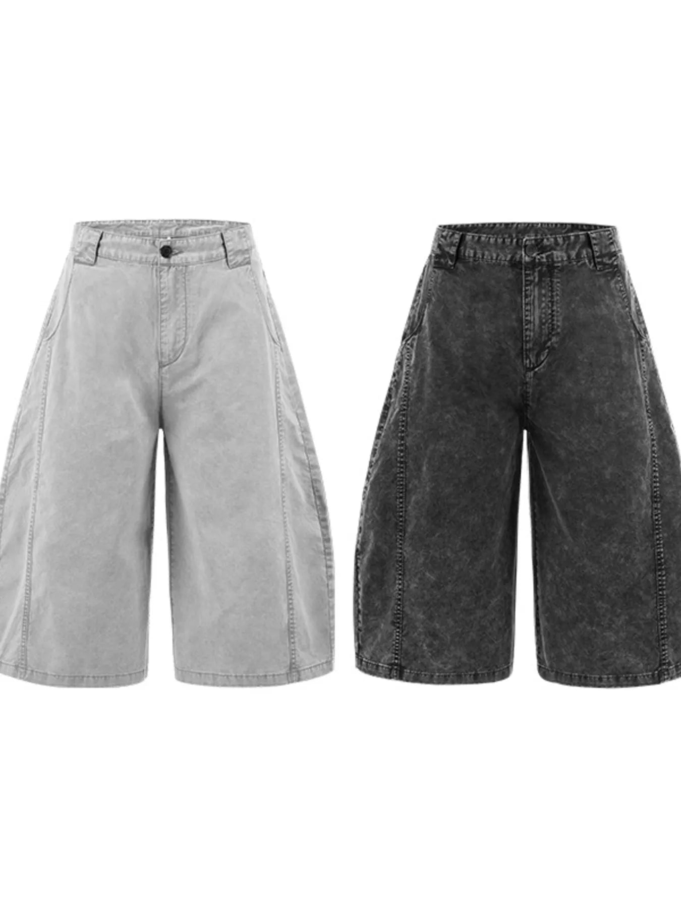 Men's Washed Wide Leg Denim Shorts - Fashorio