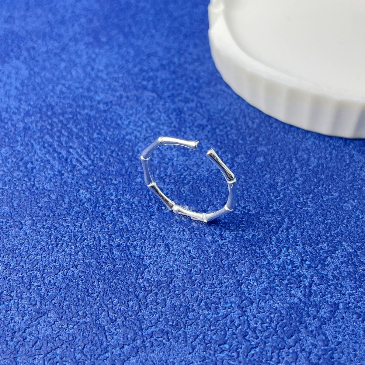 Silver branch open ring styled on the finger