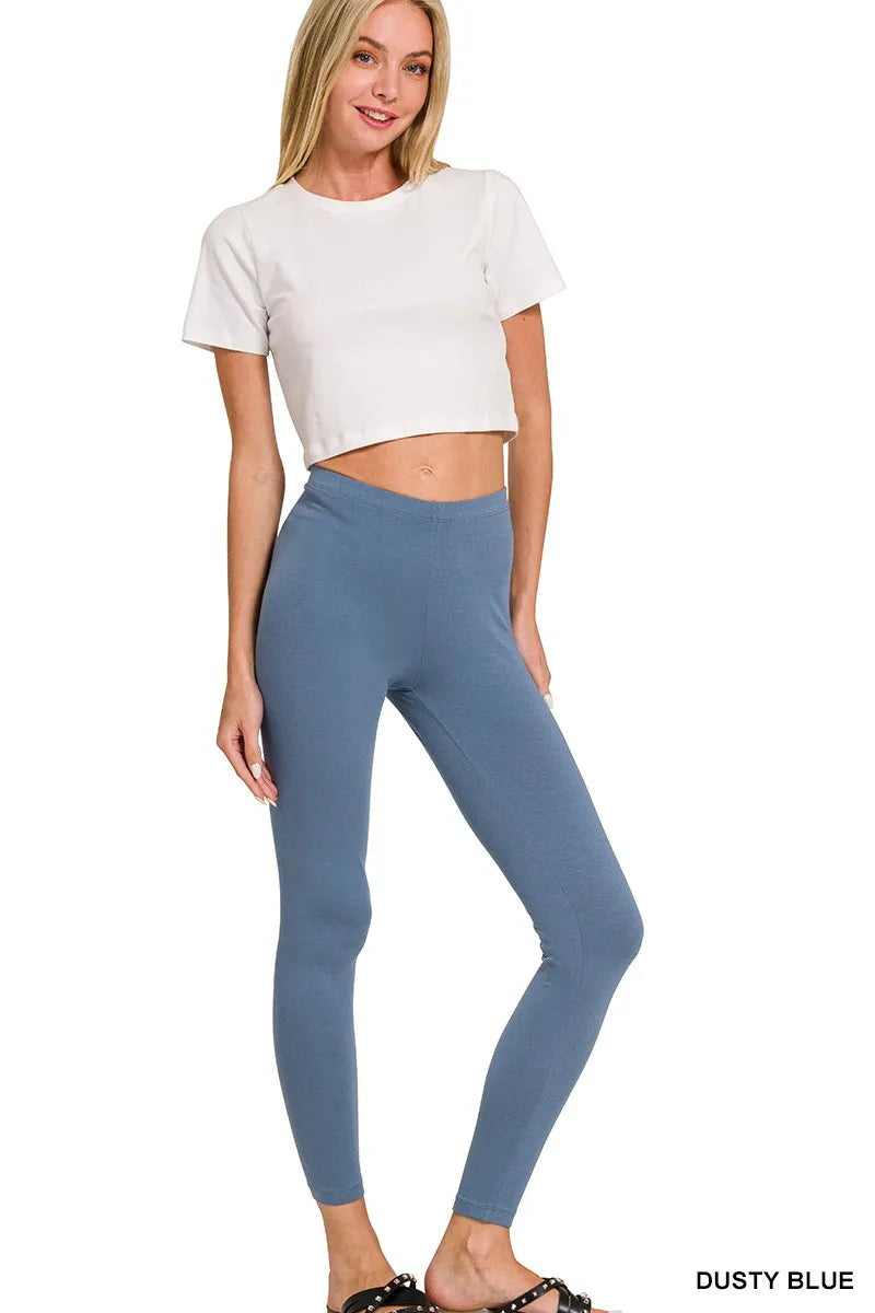 Zenana Cotton Round Neck Top & Legging Set - Fashorio
