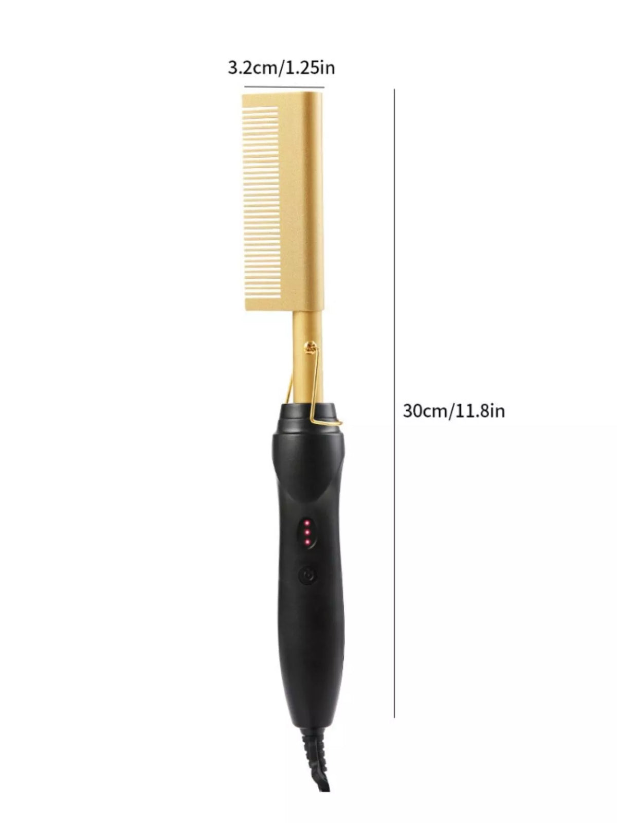 Straightening brush in use close up