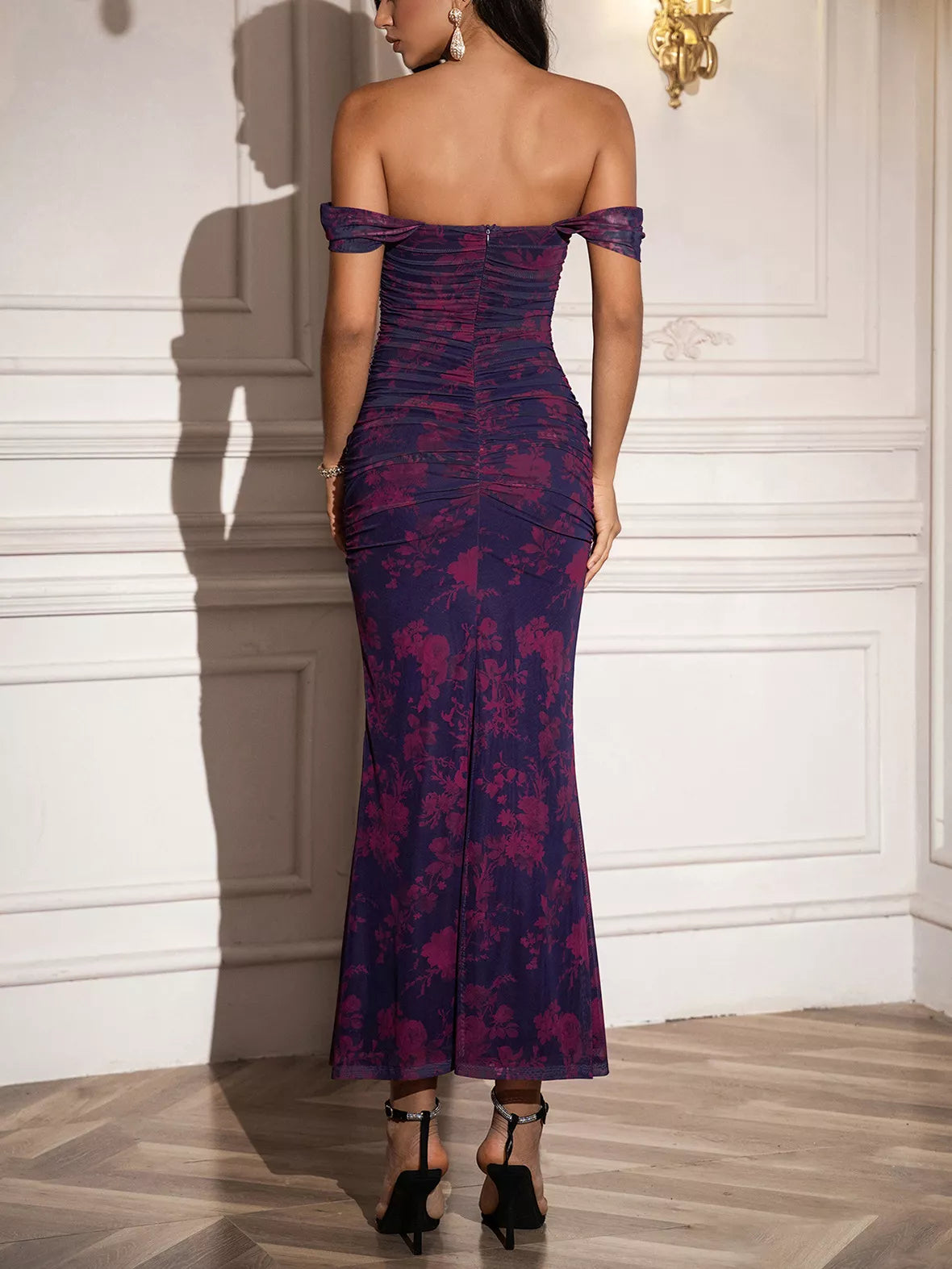 Fabric and floral detail on the mermaid dress