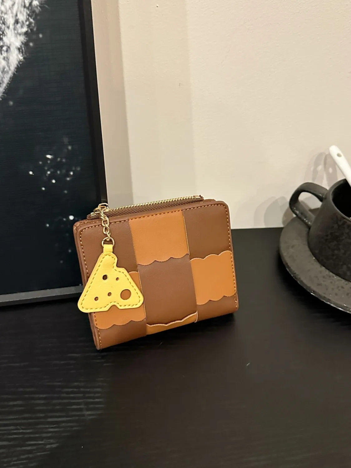PU Leather Color Block Wallet Ochre One Size - Fashorio