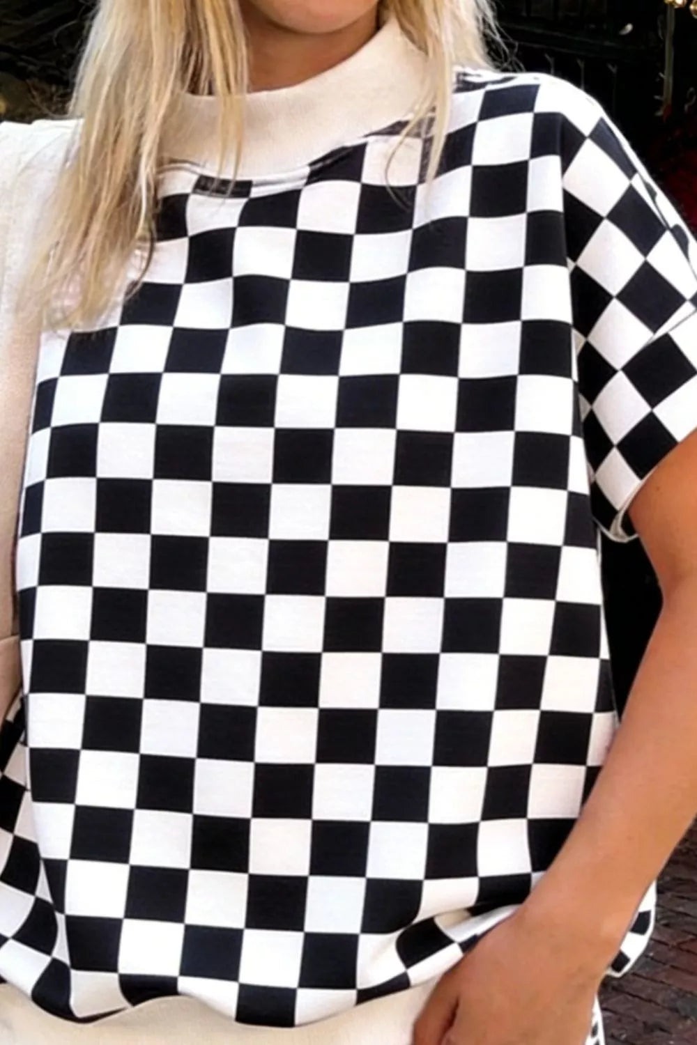 Coordinated checkerboard set full outfit styling