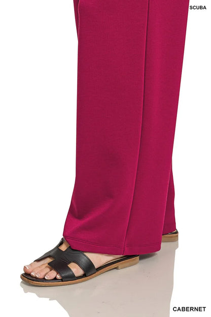 Zenana Scuba Crewneck Sweatshirt and Pants Set - Fashorio