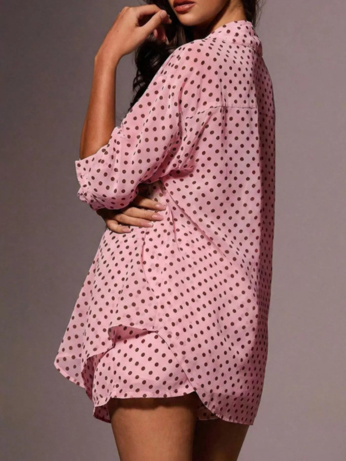Polka dot shirt and matching shorts styled