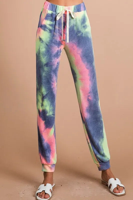 BiBi Tie Dye French Terry Casual Pants - Fashorio
