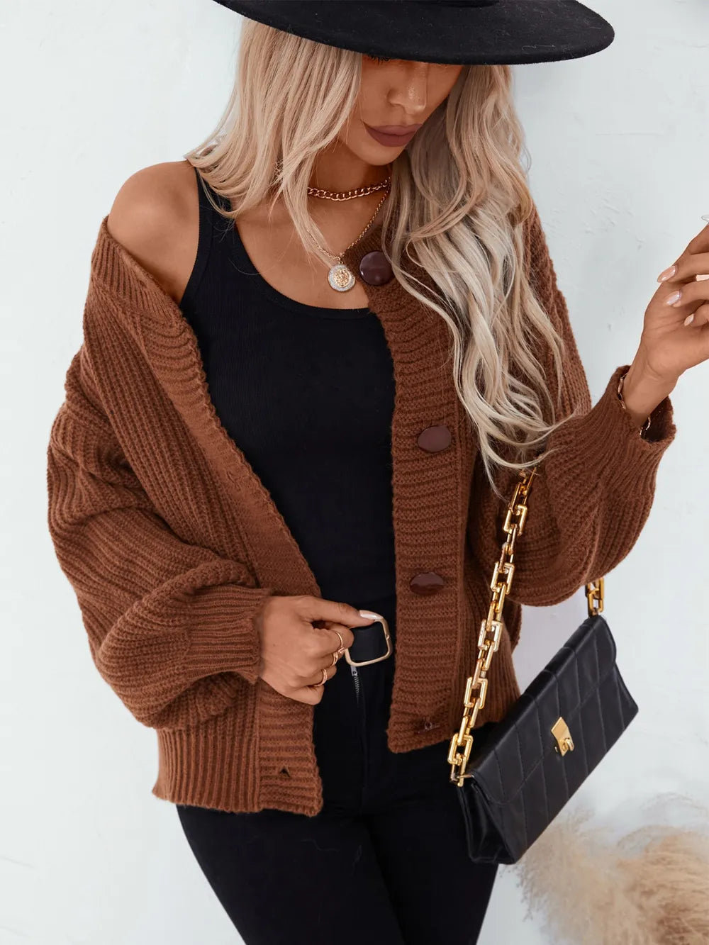 Button Down Long Sleeve Cardigan - Fashorio