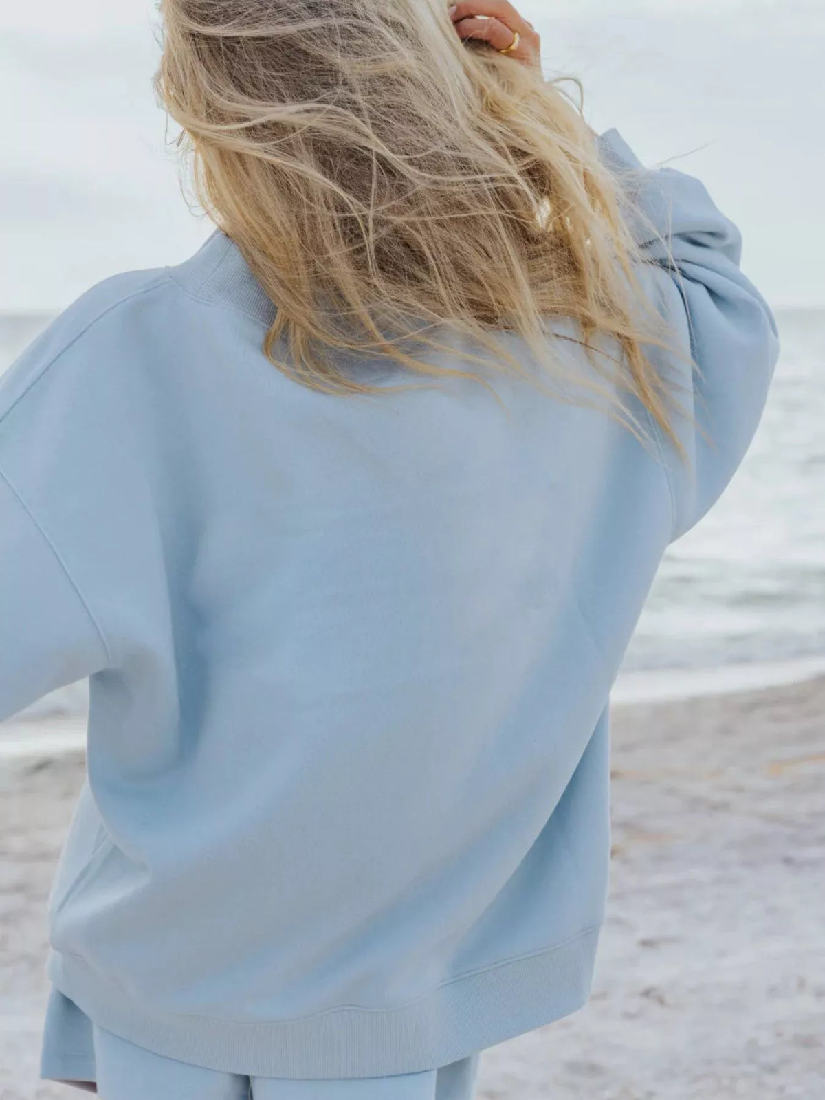 Relaxed Fit Round Neck Sweatshirt and Shorts Set, view 11