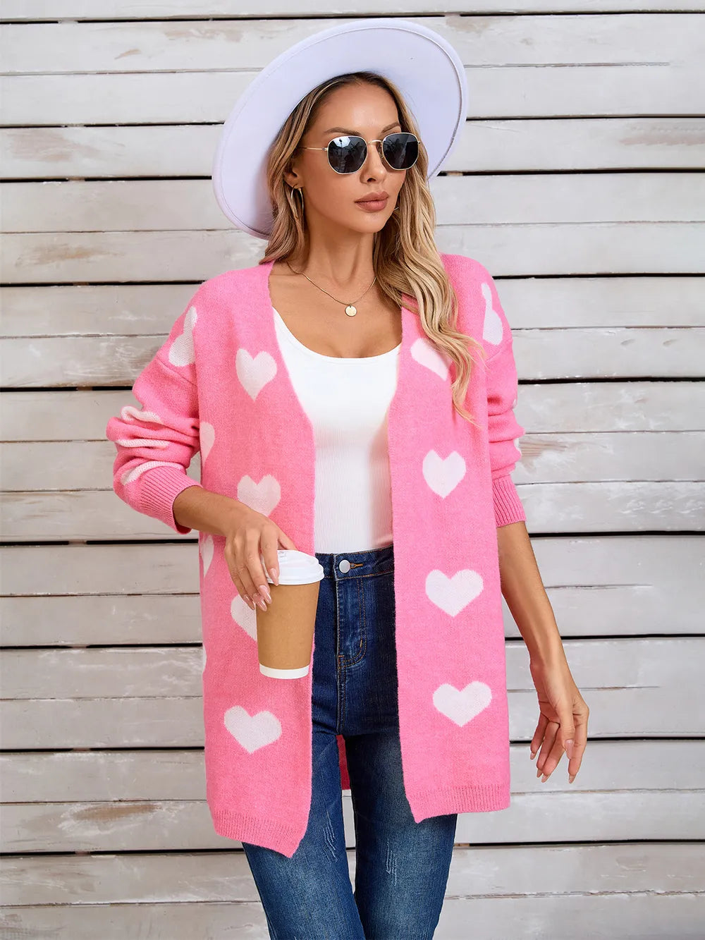 Angel Wings Heart Open Front Long Sleeve Cardigan - Fashorio