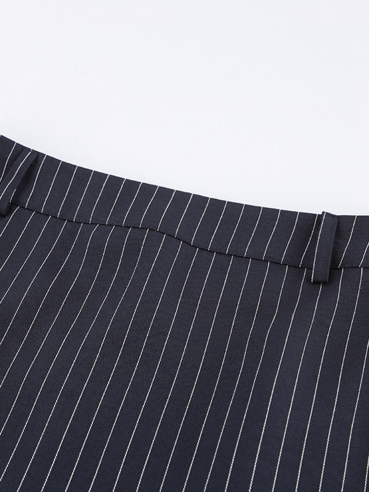 Striped mini skirt hem detail