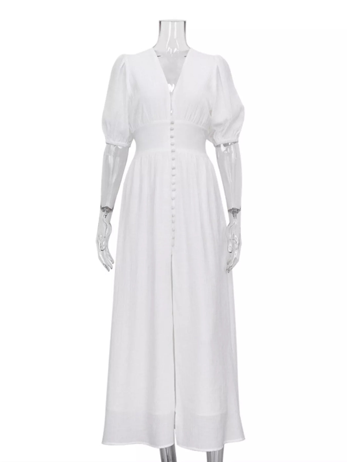 Cotton blend maxi dress buttoned detail