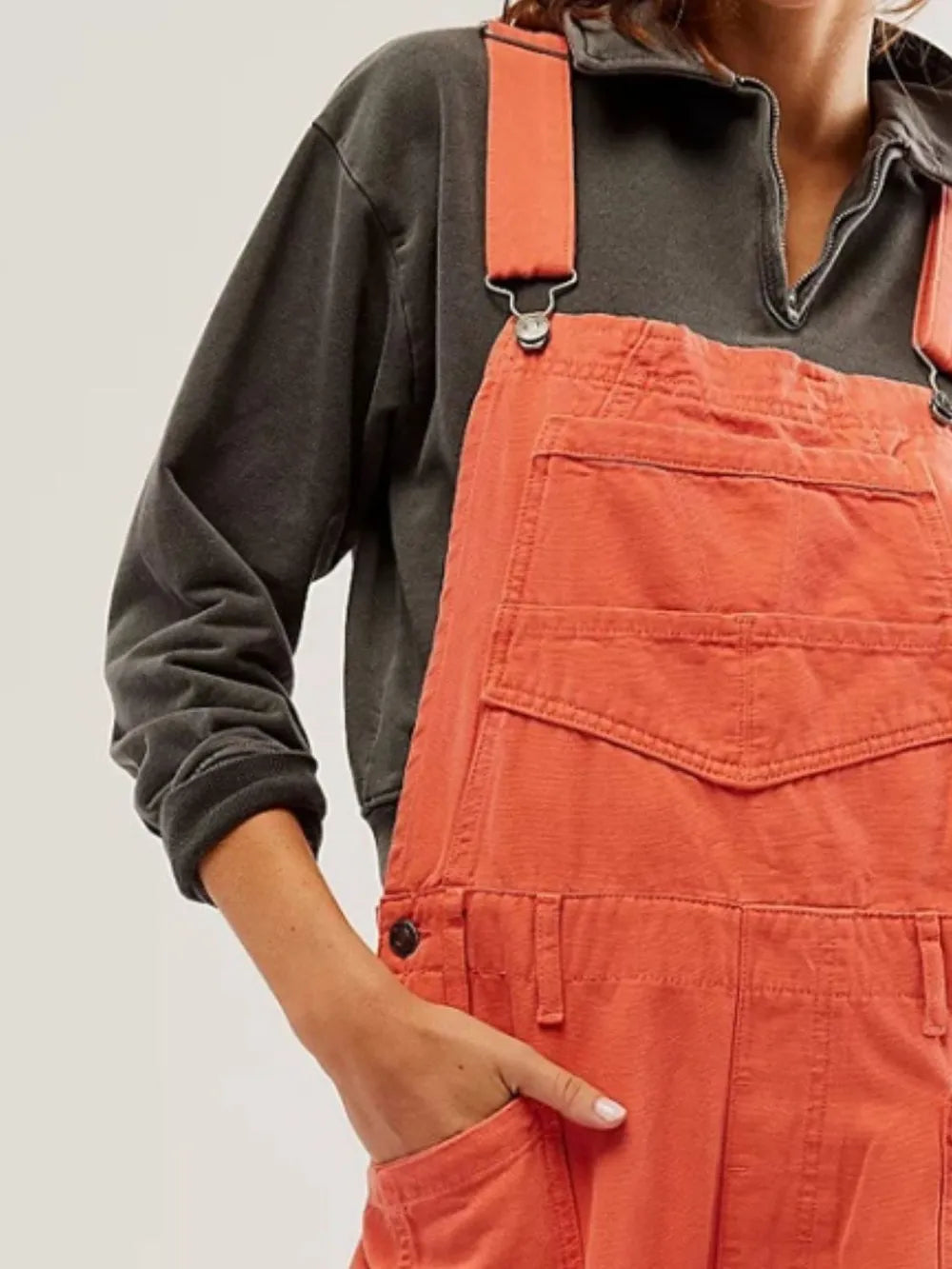 Pocketed Wide Strap Denim Overalls - Fashorio