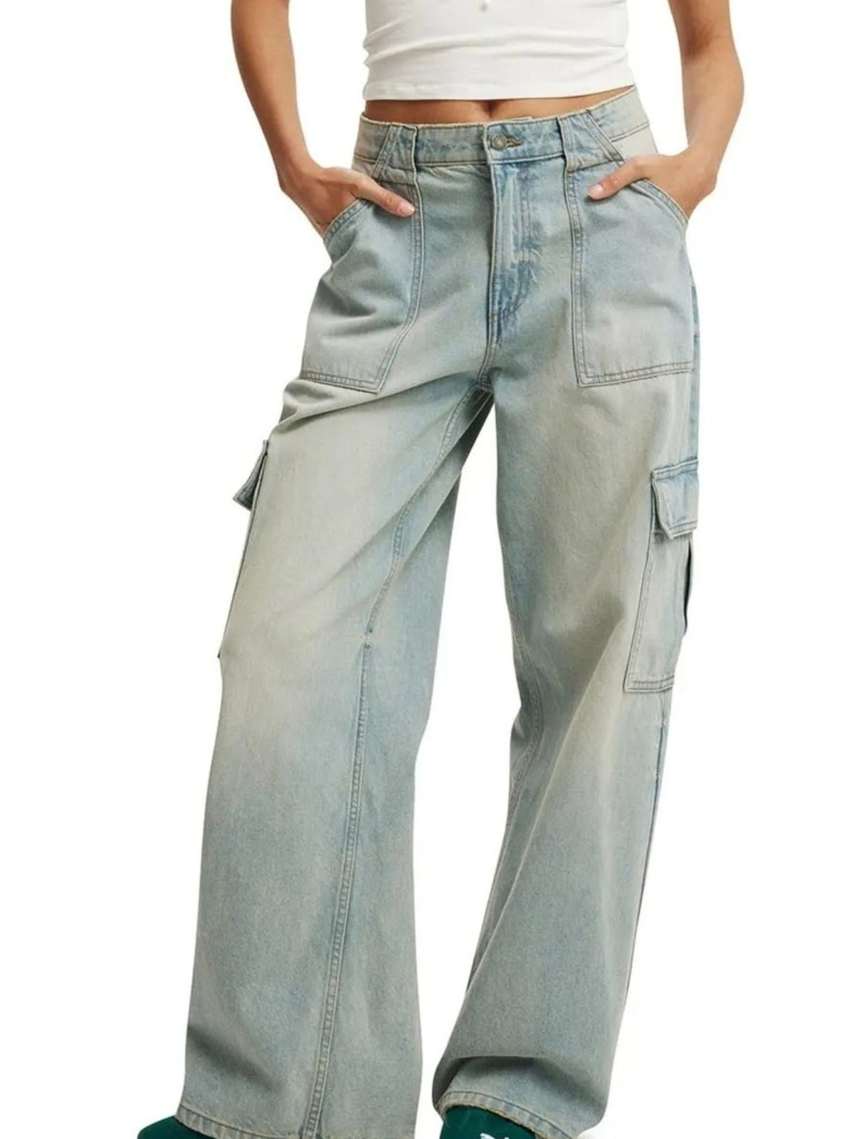 Wide Leg Cargo Jeans, view 6