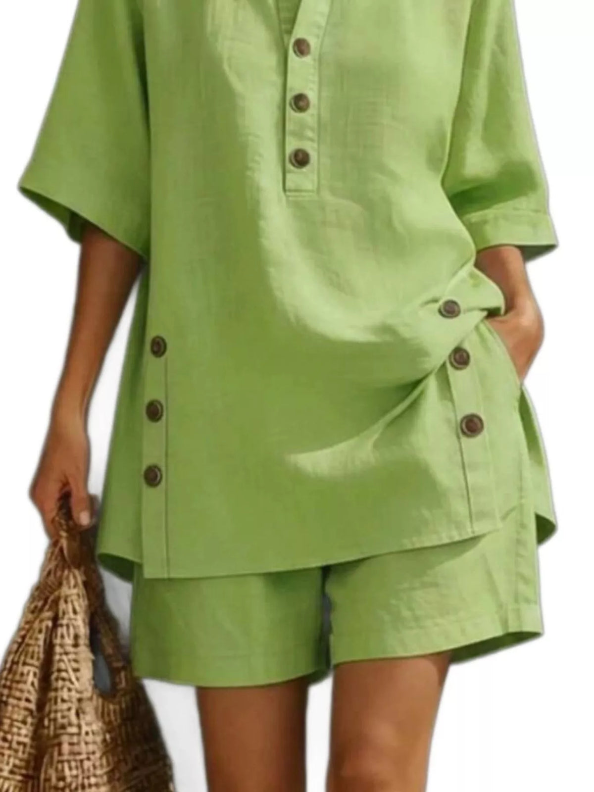 Casual linen two piece set styling