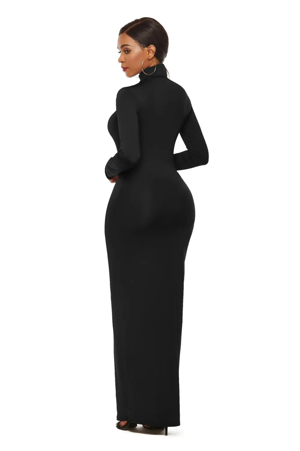 Long sleeve maxi dress color option side view