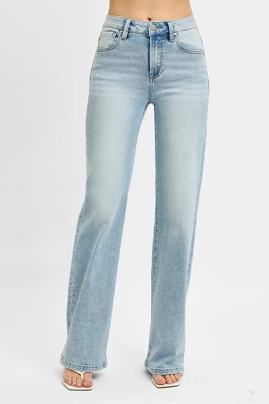 RISEN High Rise Wide Leg 90's Jeans - Fashorio