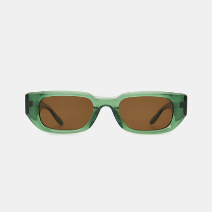 Polycarbonate Frame Rectangle Sunglasses Green One Size - Fashorio