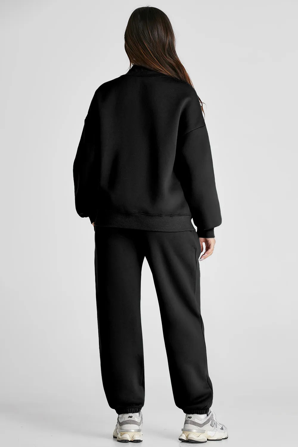 Quarter Zip Long Sleeve Top and Pants Set - Fashorio