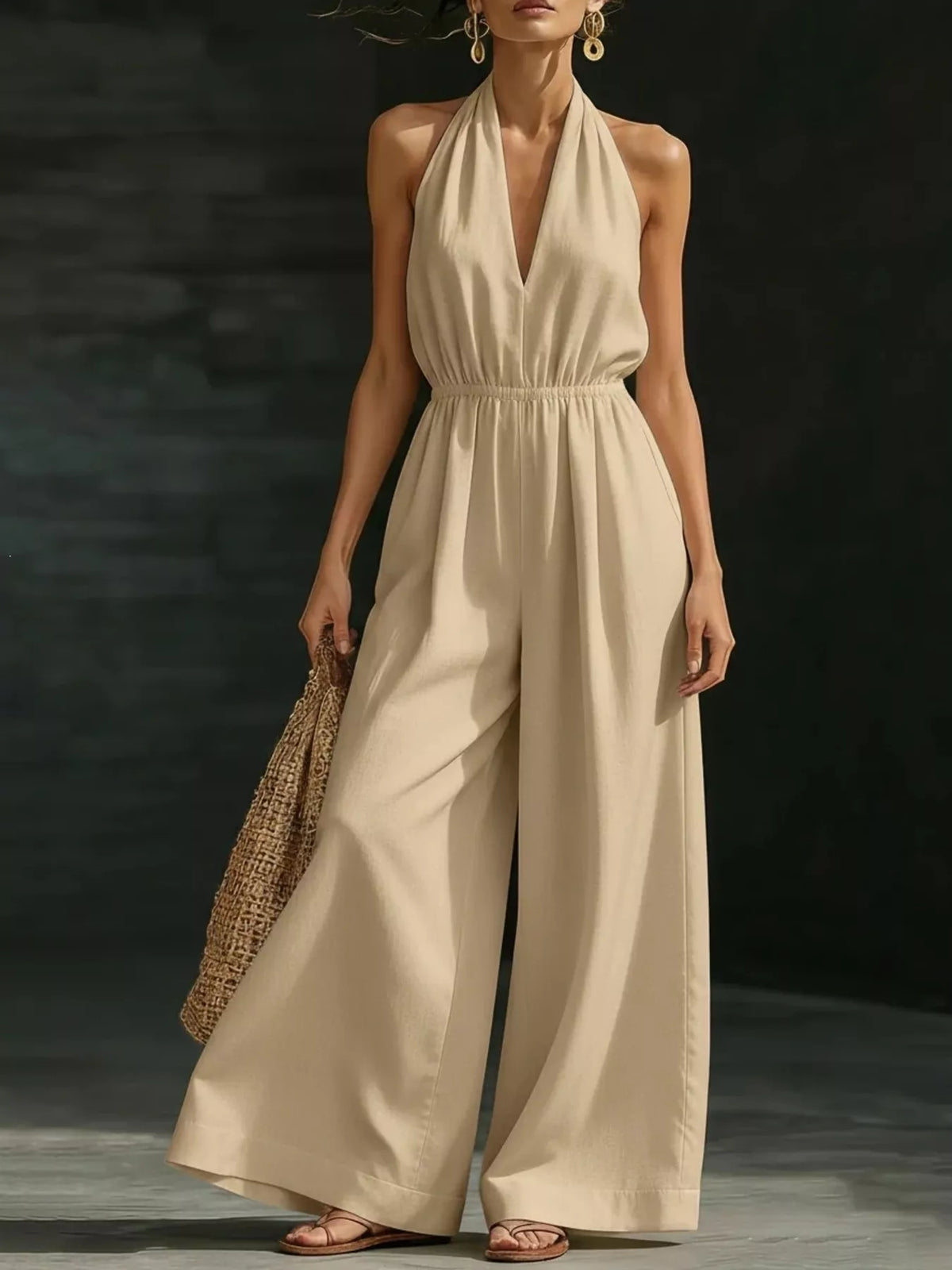 Halter neck jumpsuit black color