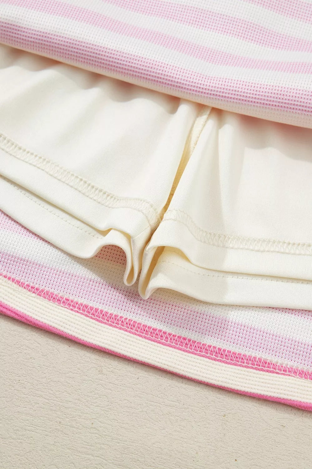 Striped two piece skirt set hem detail