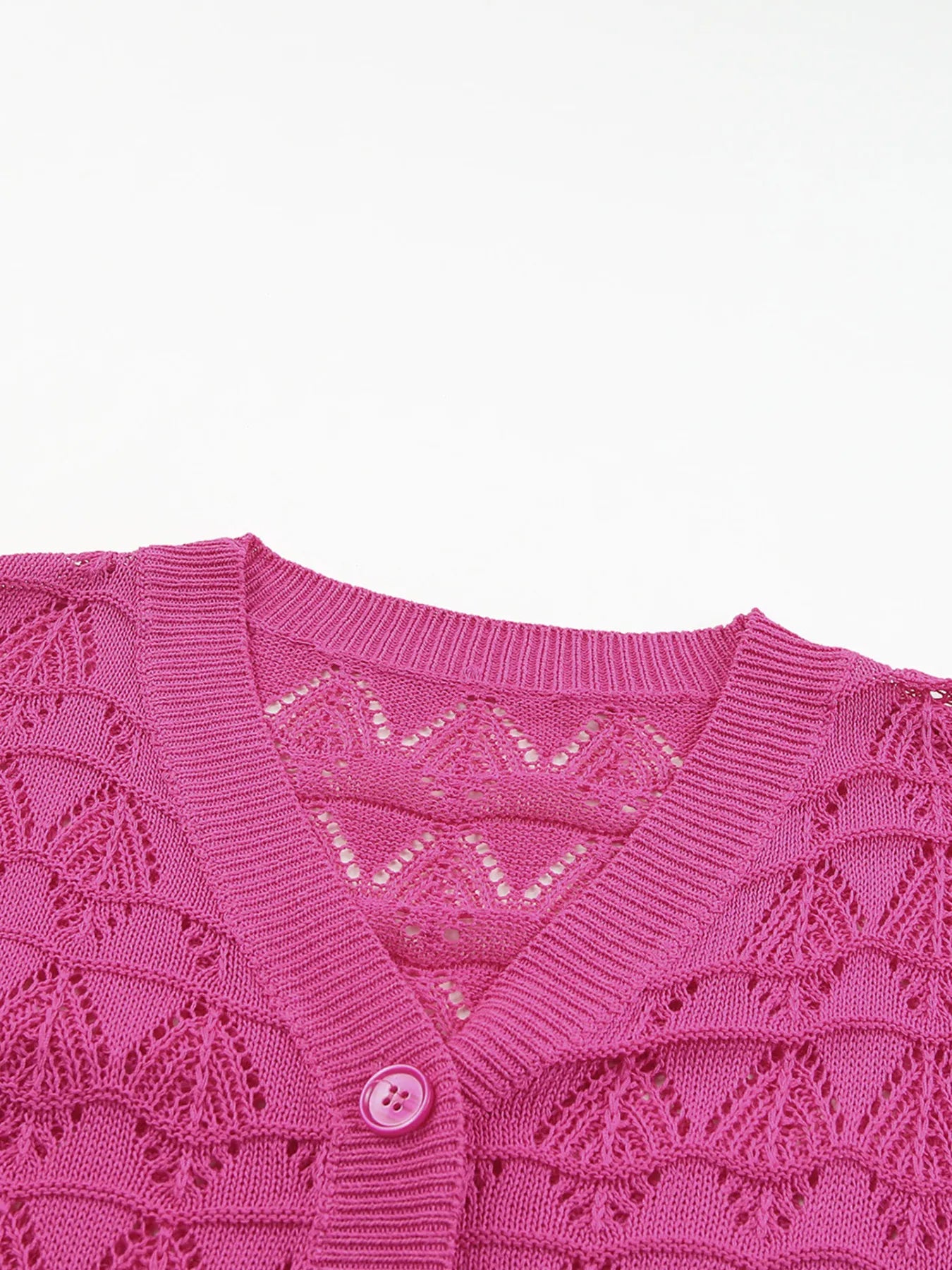 Buttoned Front Openwork Cardigan - Fashorio