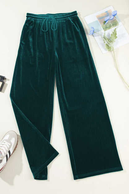 Drawstring Waist Wide Leg Active Pants - Fashorio