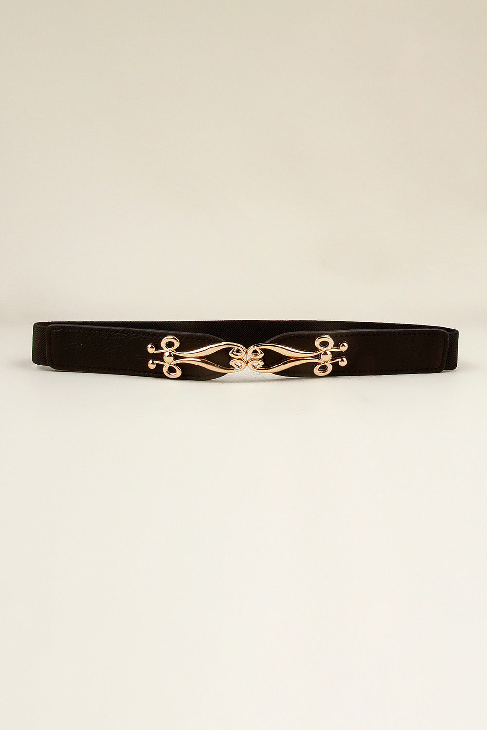 Alloy Buckle Elastic Belt Black One Size - Fashorio