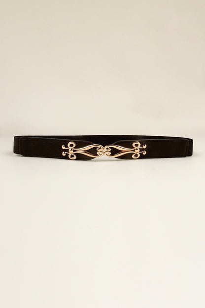 Alloy Buckle Elastic Belt Black One Size - Fashorio