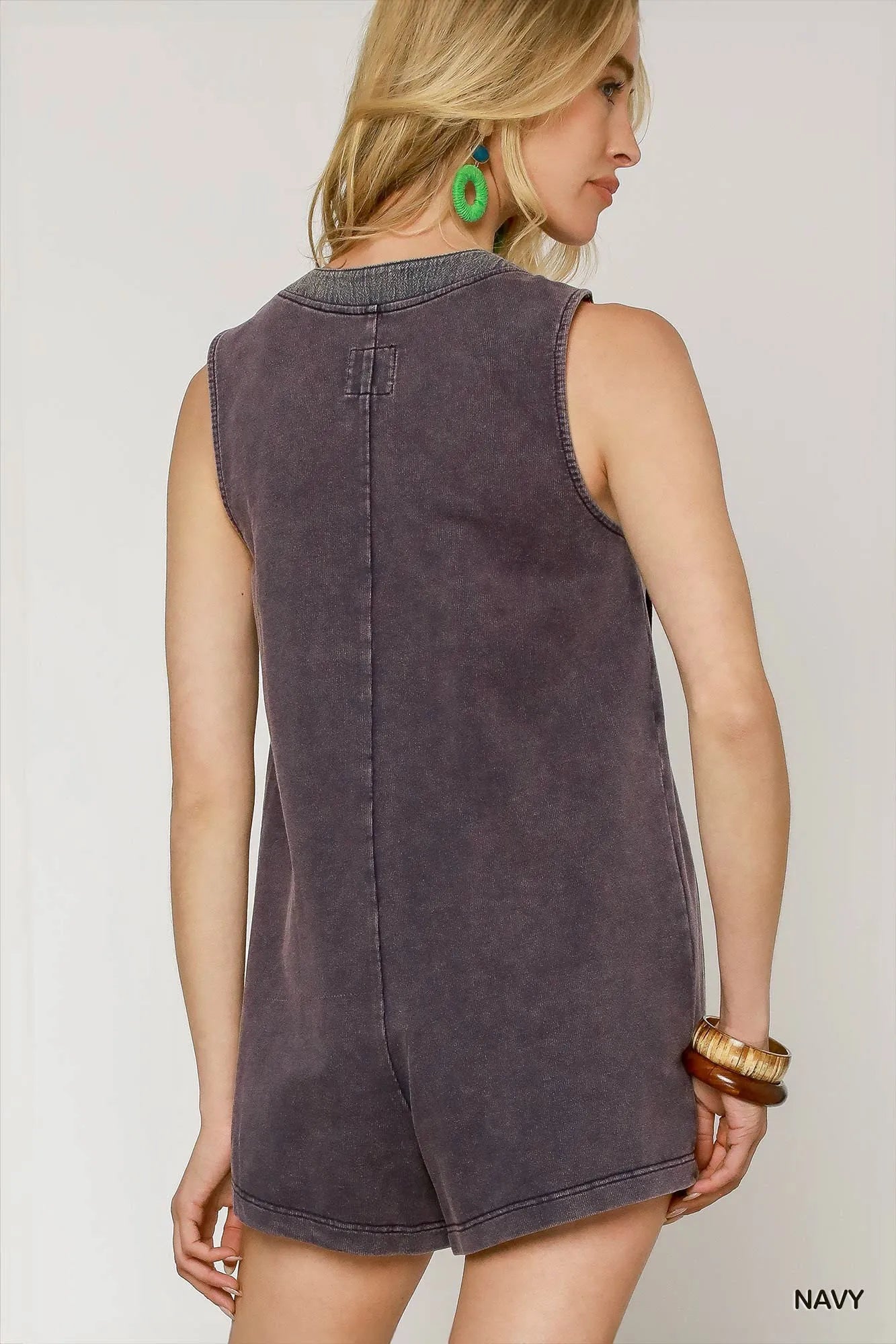 Umgee Tie Front Sleeveless Romper - Fashorio